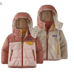 Patagonia Baby Tribbles Reversible Hoody Jacket Coat Pink Girl Sz 6-12 Months